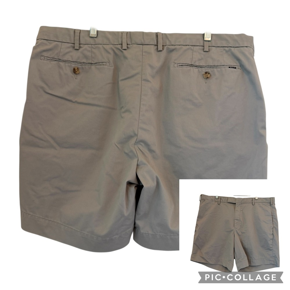 Polo Ralph Lauren Mens 40 Gray Stretch Straight Fit Chino Shorts Flat Front Golf